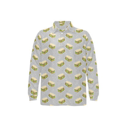 Sandwich Print Design LKS304 Long Sleeve Polo Shirt For Men's