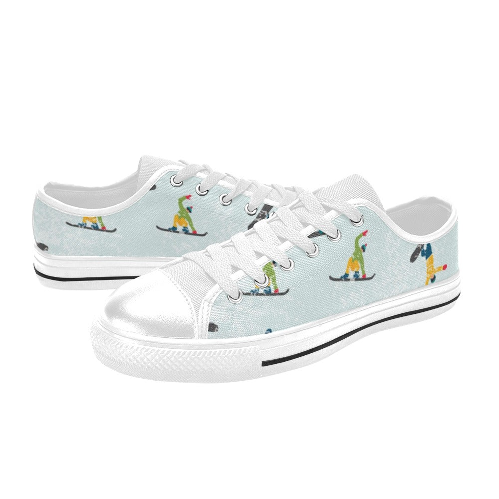 Snowboard Print Design LKS304 Women's White Low Top Shoes