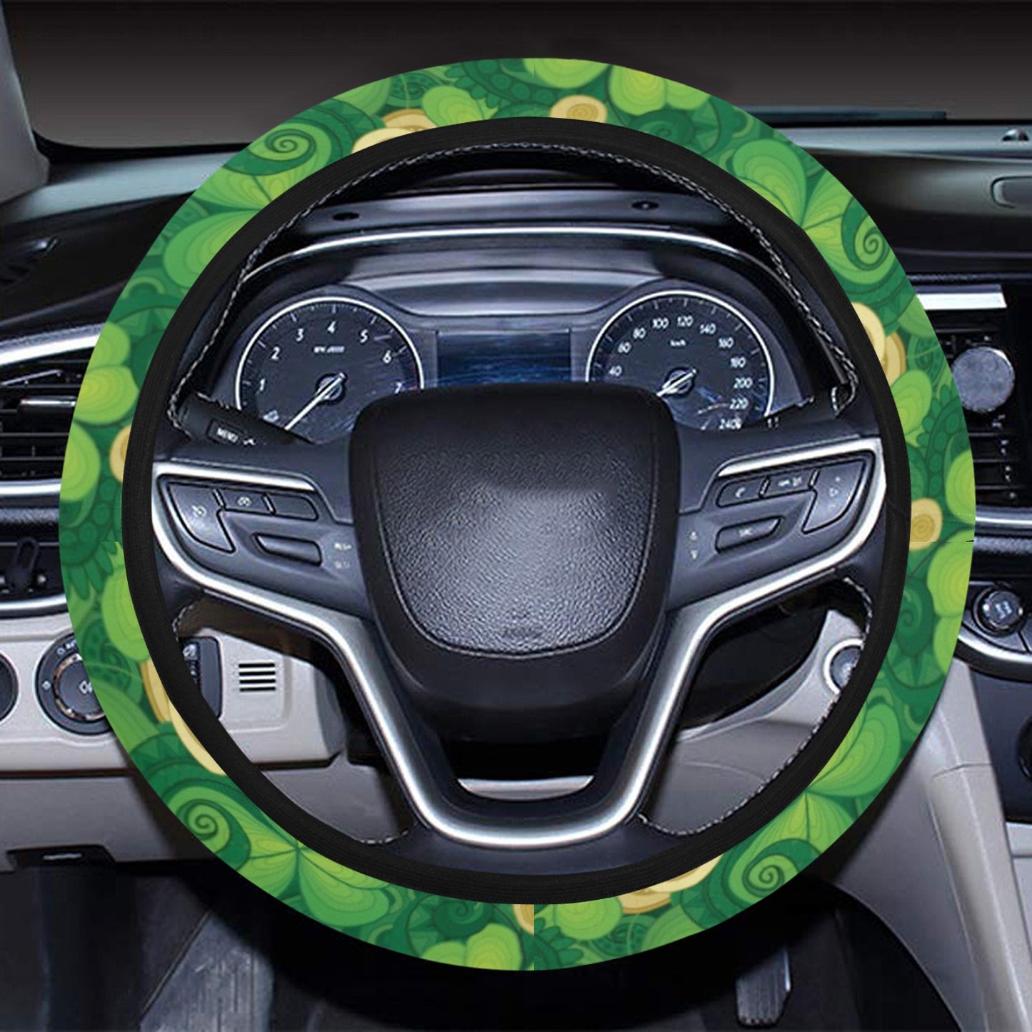 Shamrock Print Design LKS301 Steering Wheel Cover with Elastic Edge