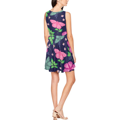 Monarch Butterfly Pattern Print Design 03 Sleeveless Dress