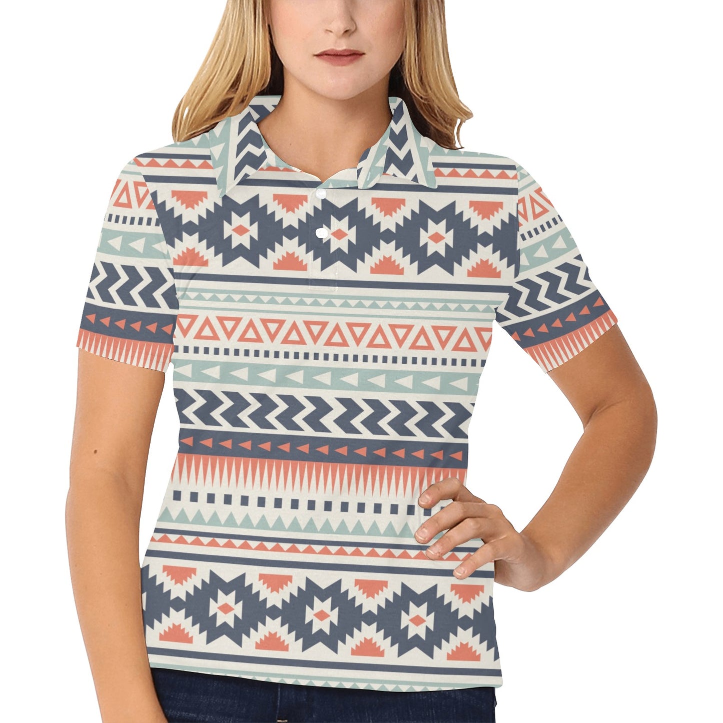 Tribal Aztec vintage pattern Women's Polo Shirt