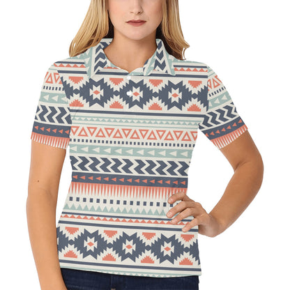 Tribal Aztec vintage pattern Women's Polo Shirt