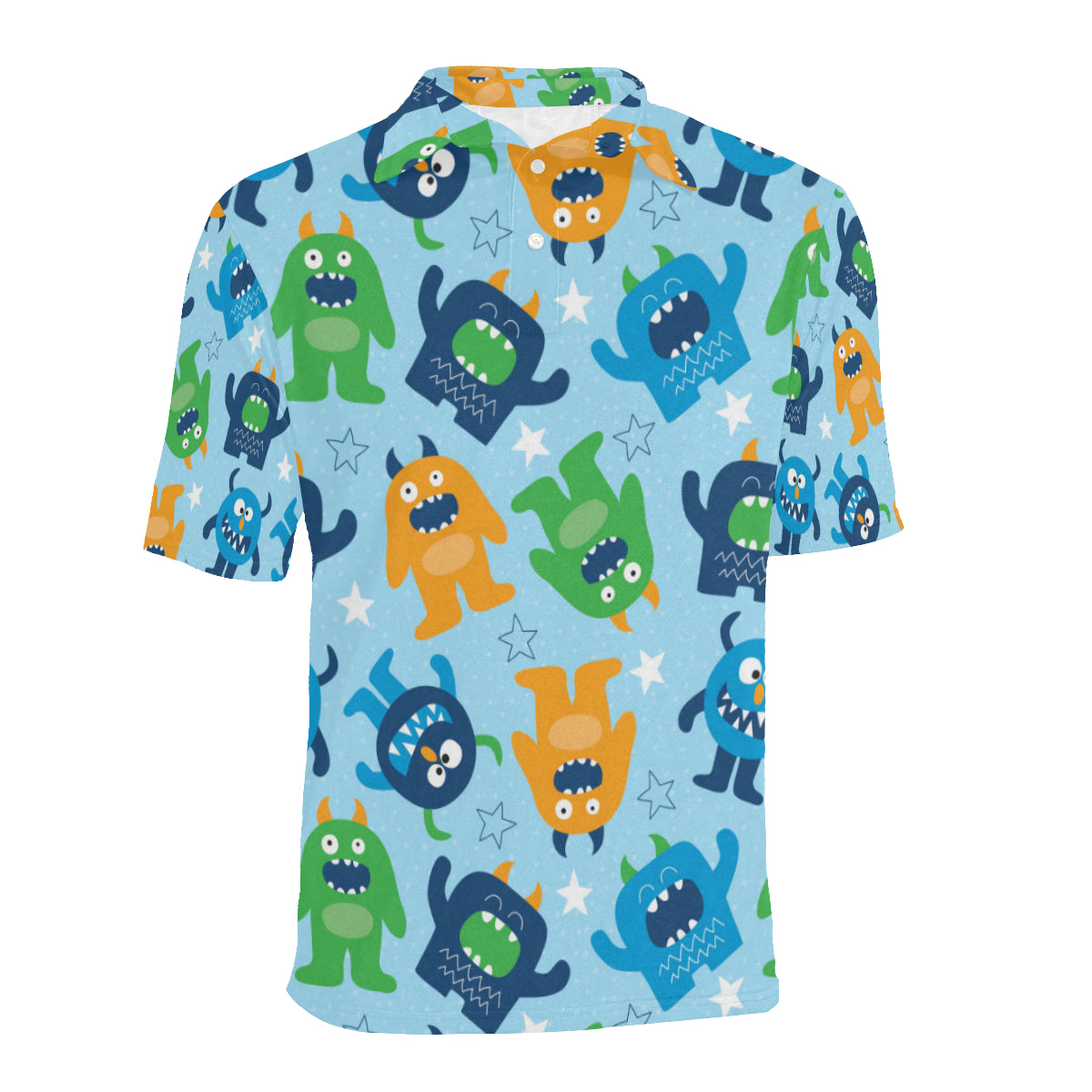 Monster Cartoon Pattern Print Design 04 Men Polo Shirt