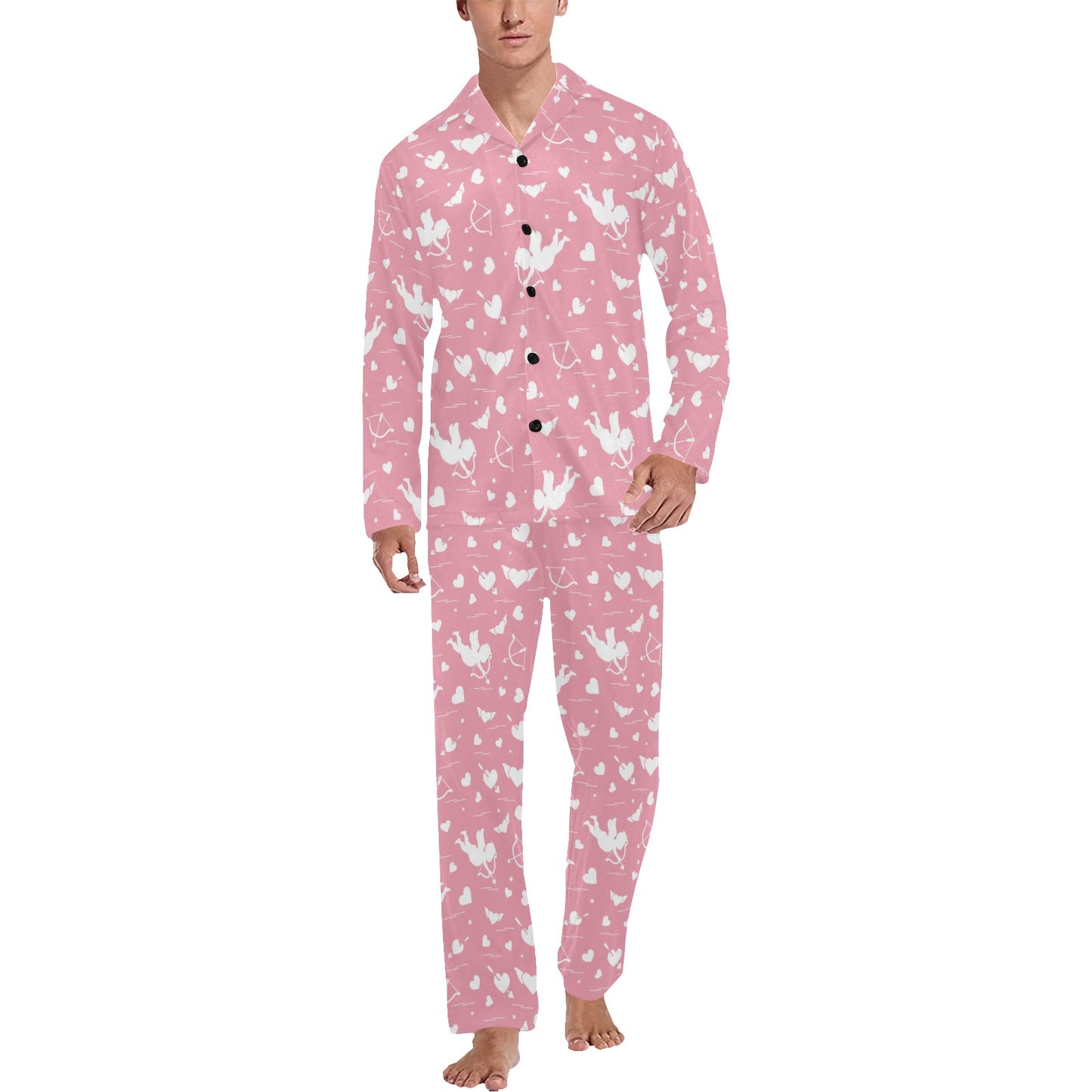Cupid Pattern Print Design 03 Men's Long Pajama Set