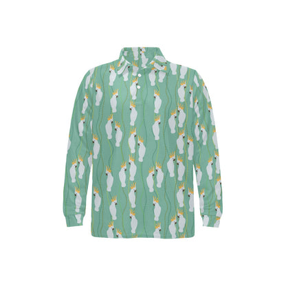 Cockatoo Pattern Print Design 01 Long Sleeve Polo Shirt For Men's