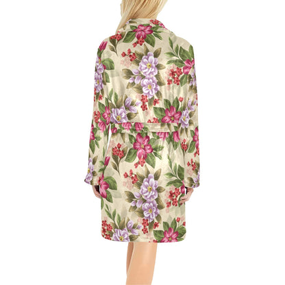 Summer Floral Pattern Print Design SF08 Women's Fleece Robe