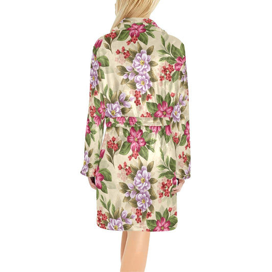 Summer Floral Pattern Print Design SF08 Women's Fleece Robe