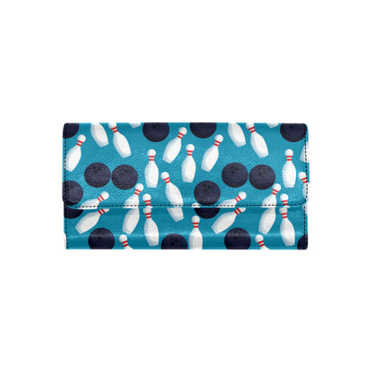 Bowling Pin Pattern Print Design 010 Women's Trifold Wallet