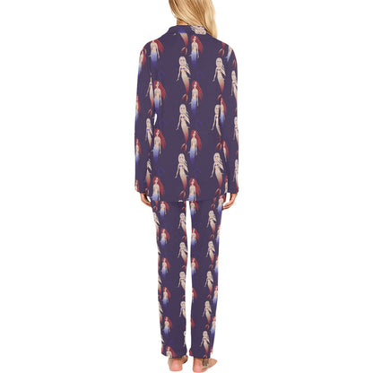 Mermaid Pattern Print Design 02 Women's Long Pajama Set