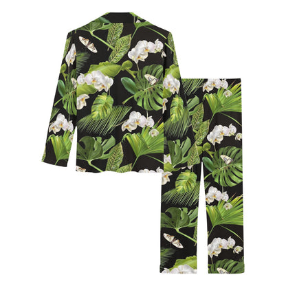 Tropical Flower Pattern Print Design TF026 Women's Long Pajama Set