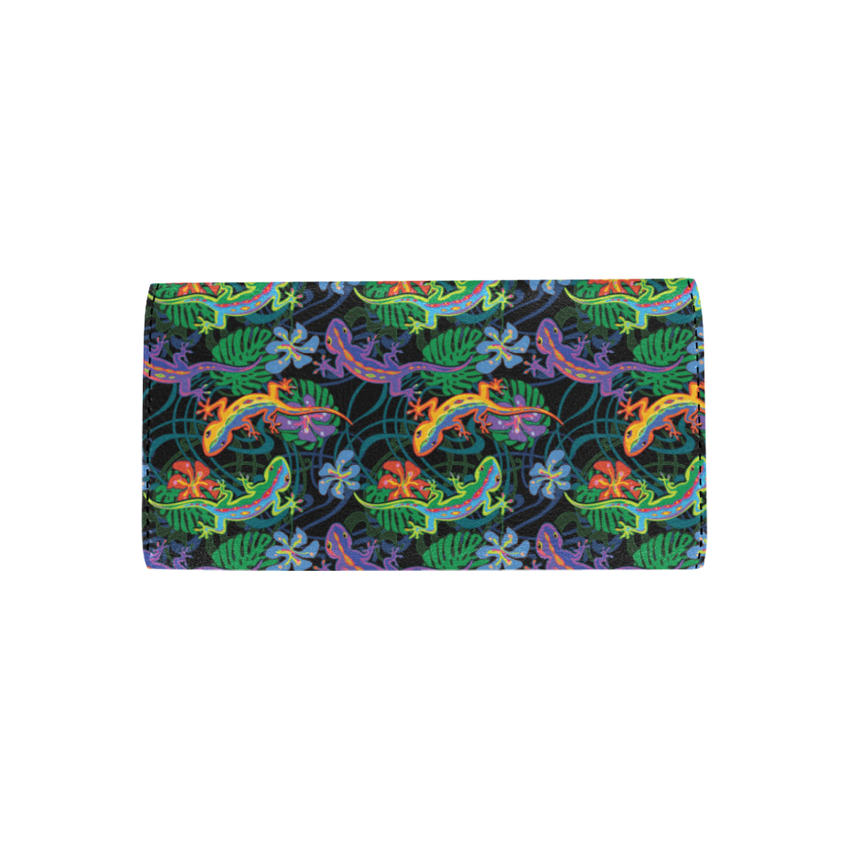 Gecko Colorful Pattern Print Design 01 Women's Trifold Wallet