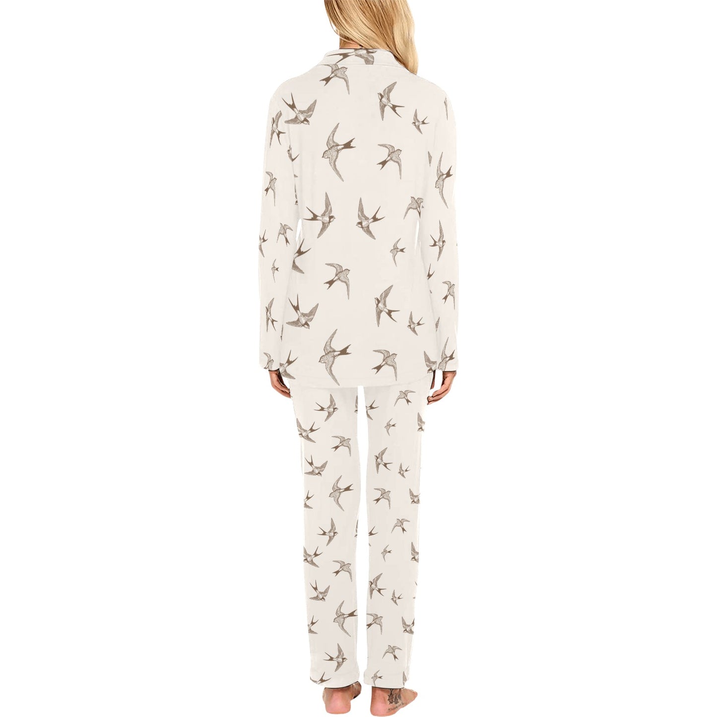 Swallow Bird Pattern Print Design 01 Women's Long Pajama Set