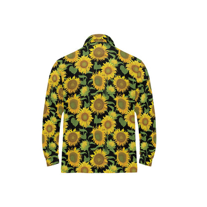Sunflower Print Design LKS302 Long Sleeve Polo Shirt For Men's