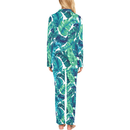 Brightness Tropical Palm Leaves Women's Long Pajama Set