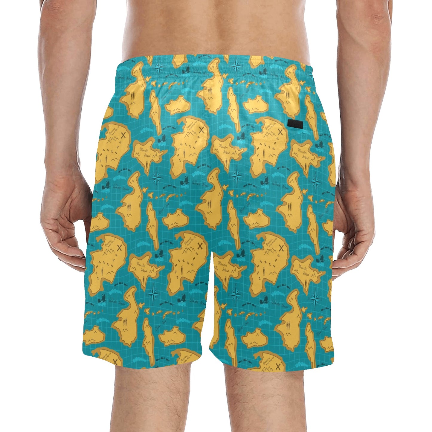 World Map Print Design LKS301 Men's Swim Trunks Beach Shorts