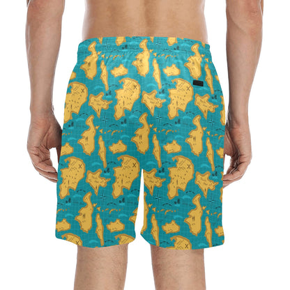 World Map Print Design LKS301 Men's Swim Trunks Beach Shorts