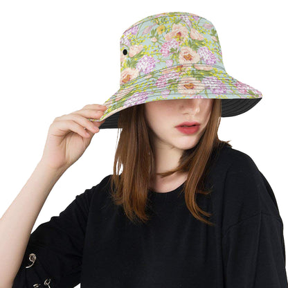 Hydrangea Pattern Print Design HD02 Unisex Bucket Hat