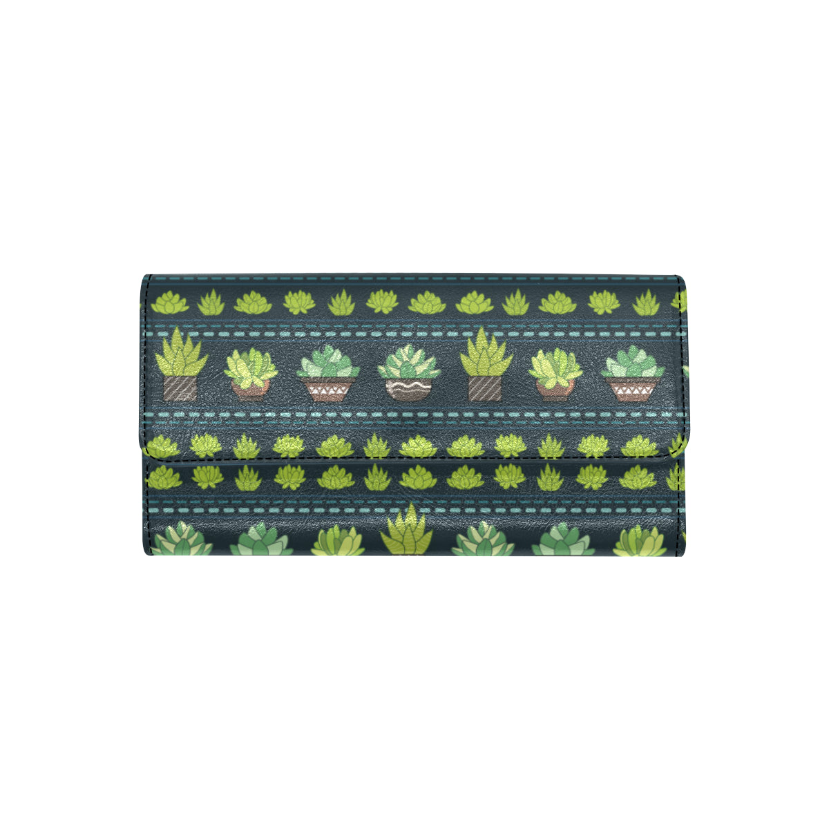 Cactus Pattern Print Design 07 Women's Trifold Wallet