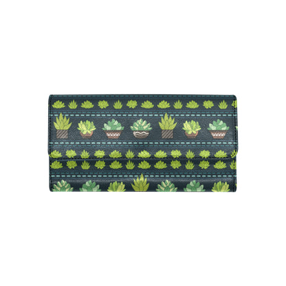 Cactus Pattern Print Design 07 Women's Trifold Wallet