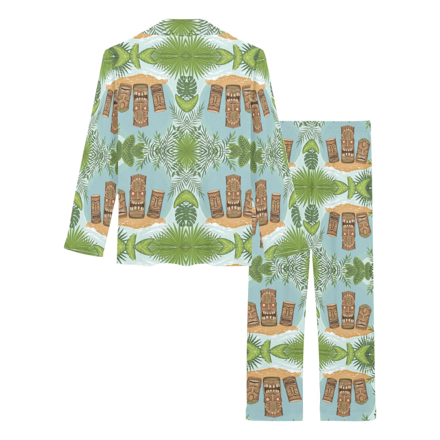 Tiki Wood Island Women's Long Pajama Set