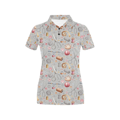 Sewing Equipment Print Design LKS302 Women's Polo Shirt