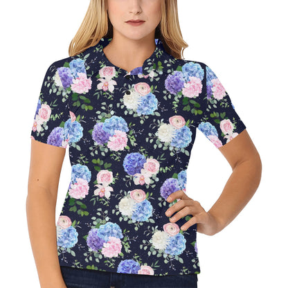 Hibiscus Pattern Print Design HB033 Women's Polo Shirt