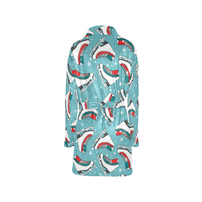 Ice Skate Pattern Print Design 03 Women's Fleece Robe