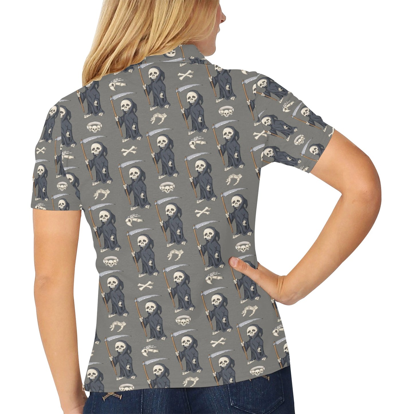 Skeleton Print Design LKS308 Women's Polo Shirt