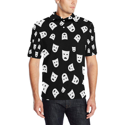 Acting Mask Pattern Print Design 03 Men Polo Shirt