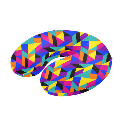 90s Colorful Pattern Print Design 1 U-Shaped Travel Neck Pillow