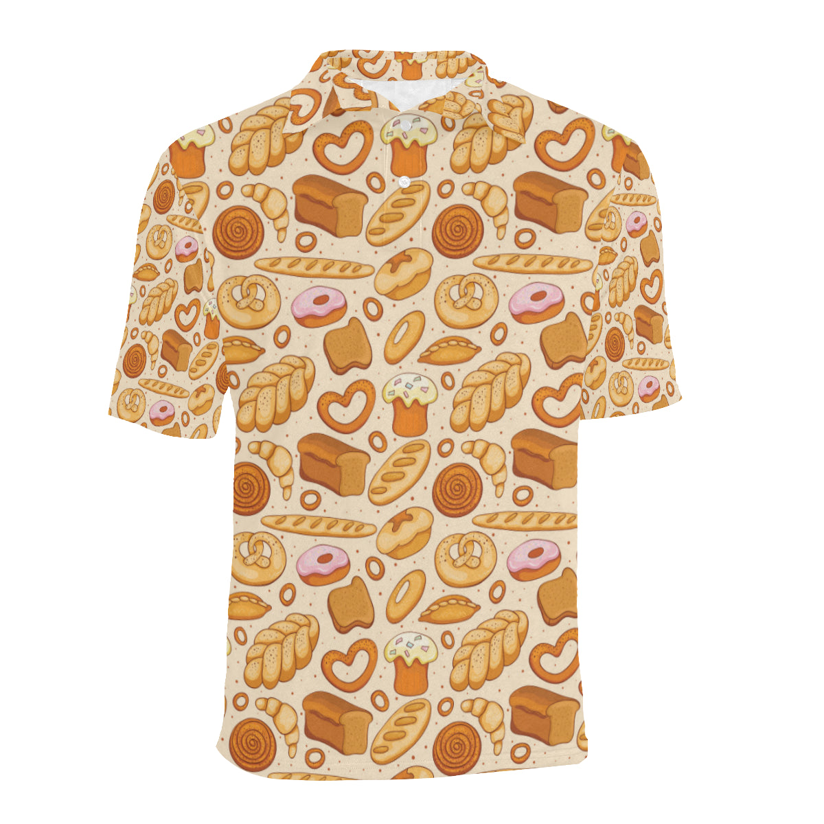 Bread Pattern Print Design 01 Men Polo Shirt