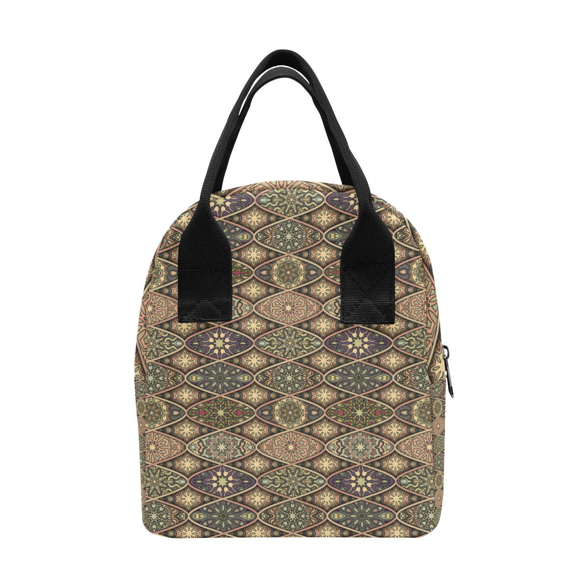 Mandala Motif Themed Design Print Insulated Lunch Bag
