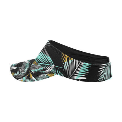 Gold Glitter Cyan Tropical Palm Leaves Unisex Sun Visor