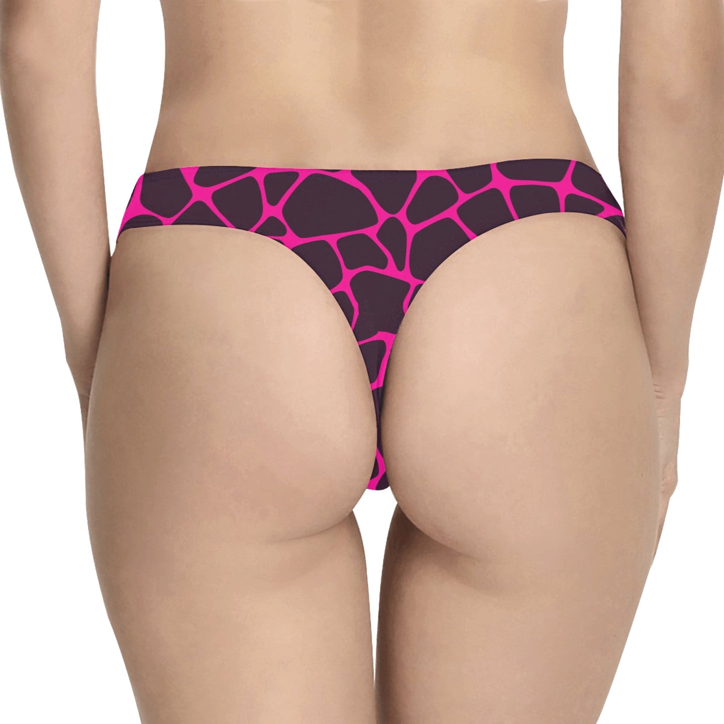 Giraffe Pink Background Texture Print Women's Thongs