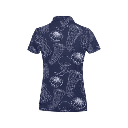 Jellyfish Pattern Print Design 05 Women's Polo Shirt