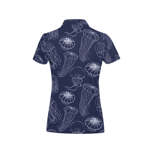 Jellyfish Pattern Print Design 05 Women's Polo Shirt