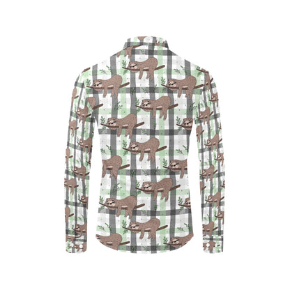 Sloth Print Design LKS301 Men's Long Sleeve Dress Shirt