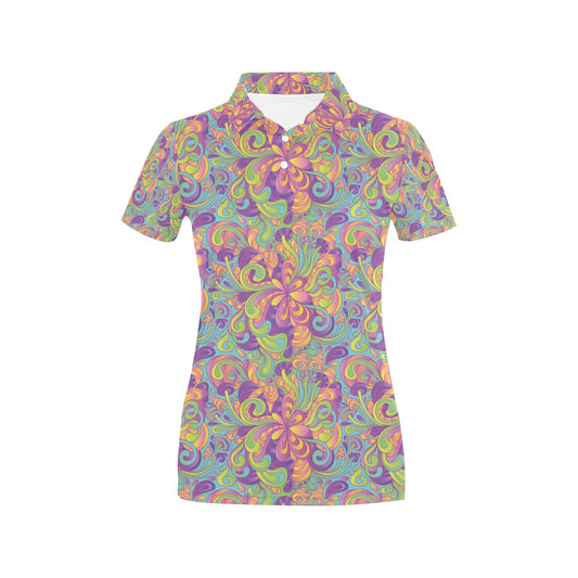 Trippy Print Design LKS306 Women's Polo Shirt