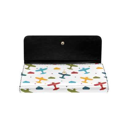 Airplane Pattern Print Design 06 Women's Trifold Wallet