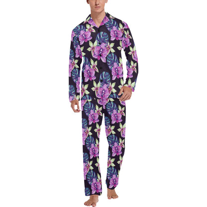Orchid Pattern Print Design OR010 Men's Long Pajama Set