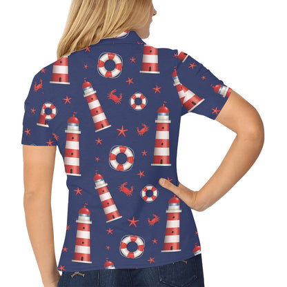 Nautical Pattern Print Design A03 Women's Polo Shirt