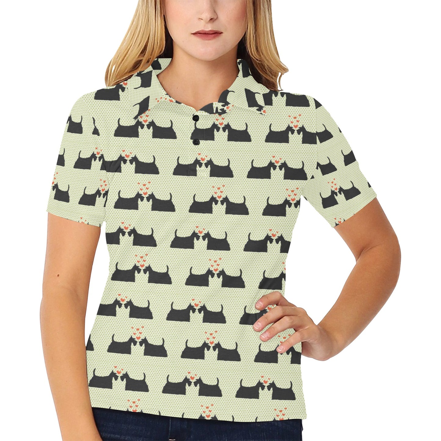 Scottish Terriers Print Design LKS304 Women's Polo Shirt