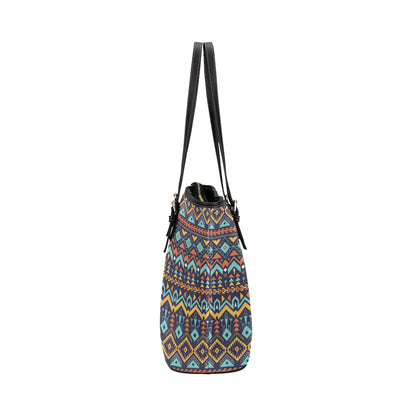 Aztec Style Print Pattern Leather Tote Bag