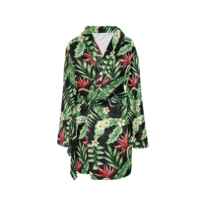 Bird Of Paradise Pattern Print Design BOP05 Women's Fleece Robe