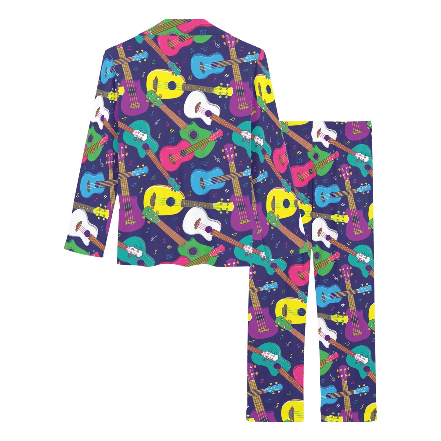 Ukulele Pattern Print Design 02 Women's Long Pajama Set