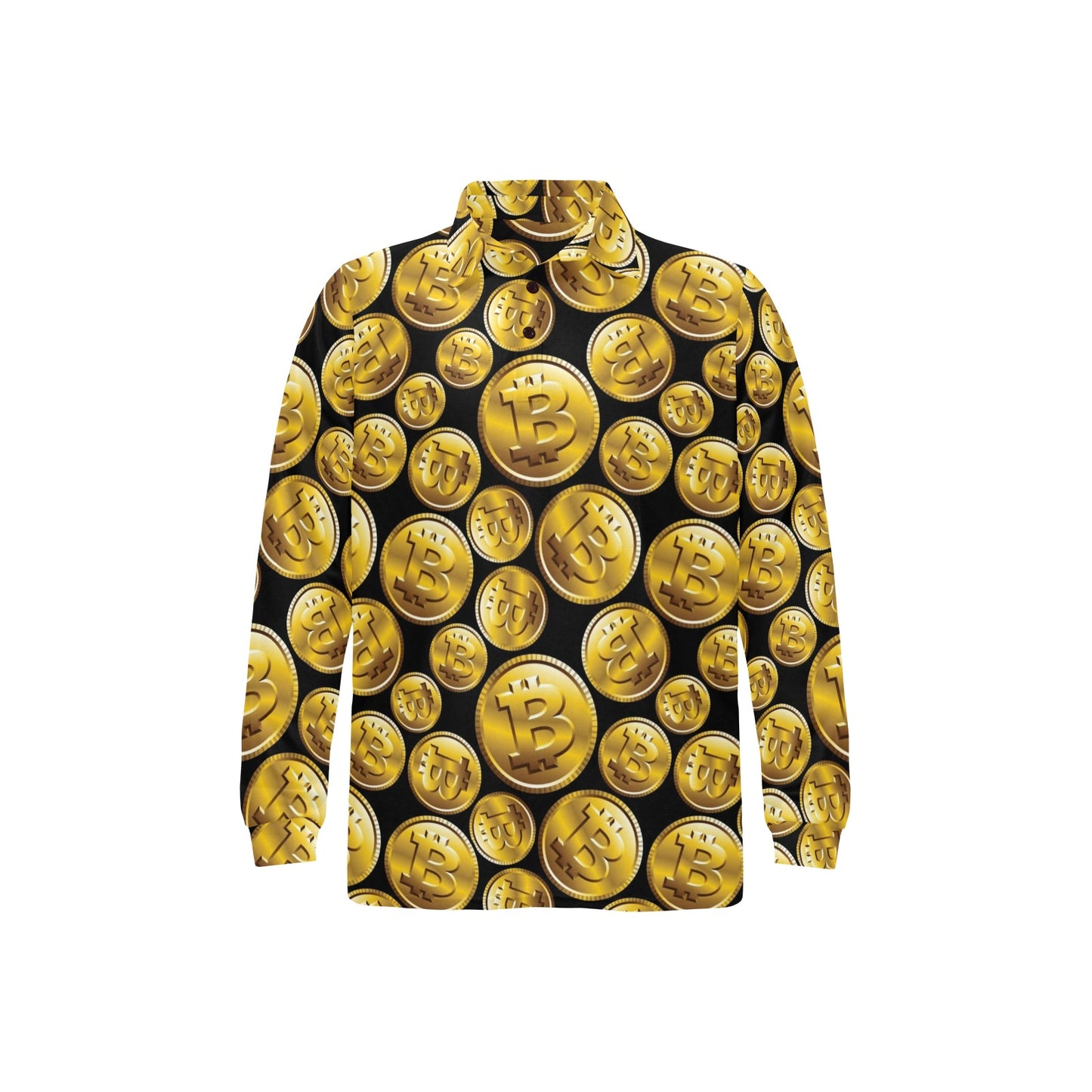Bitcoin Pattern Print Design DO05 Long Sleeve Polo Shirt For Men's