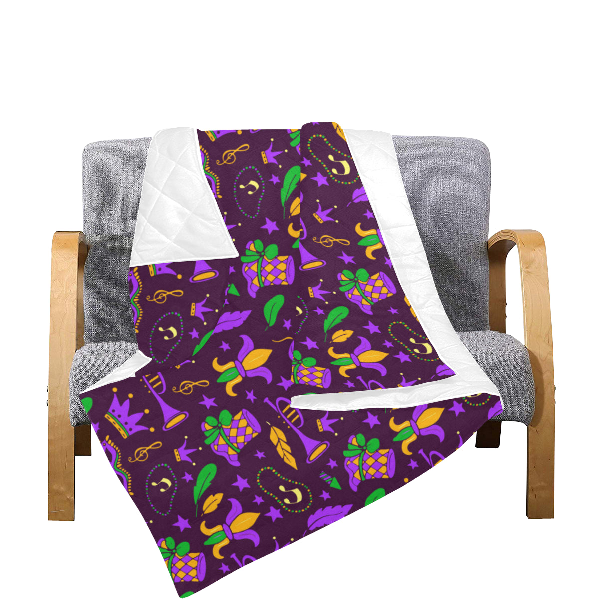 Mardi Gras Pattern Print Design 08 Premium Quilt