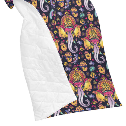 Ganesha Indian Pattern Print Design 03 Premium Quilt