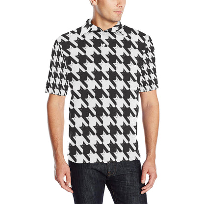 Cat HoundstoothPattern Print Design 01 Men Polo Shirt