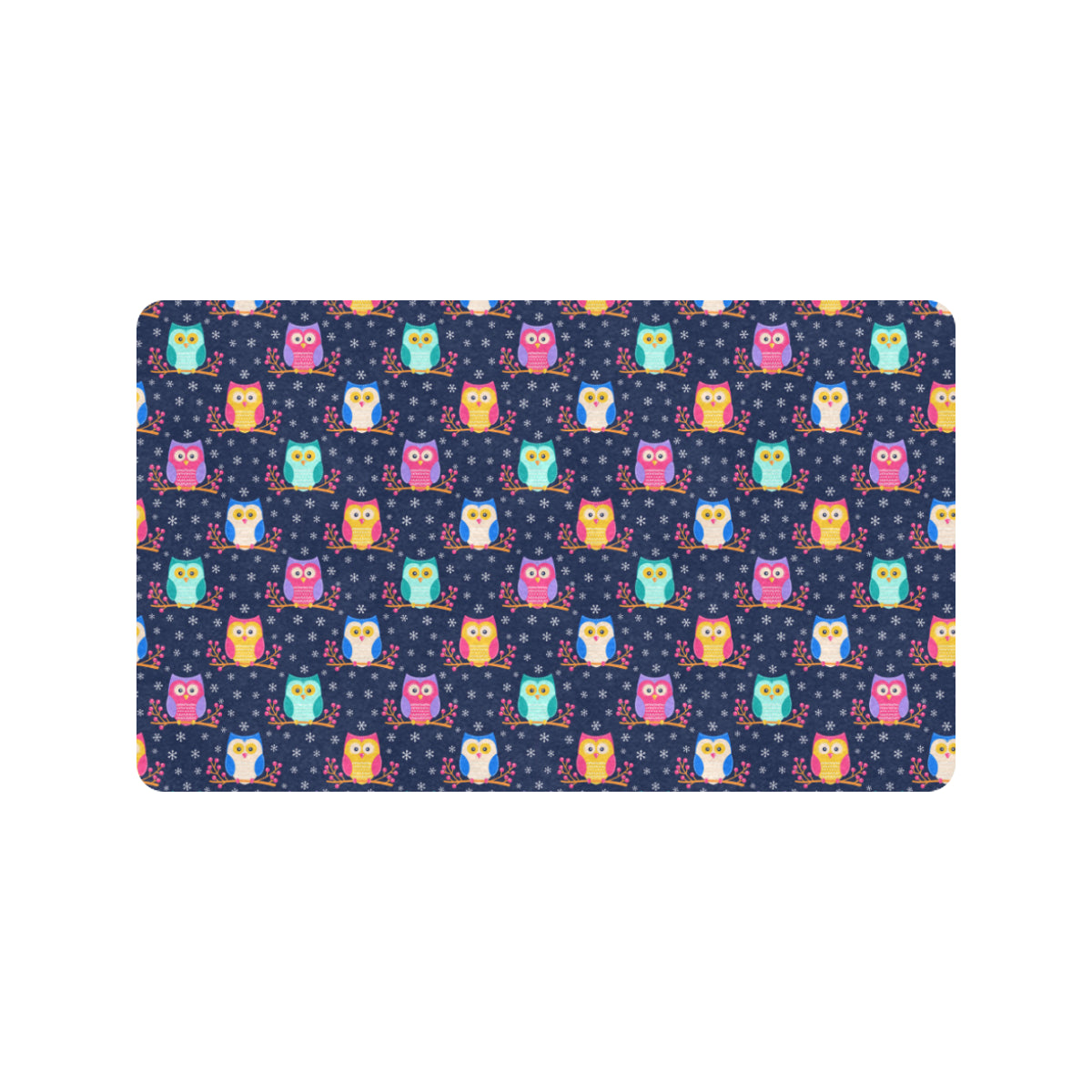 Owl Cute Themed Design Print Rubber Doormat